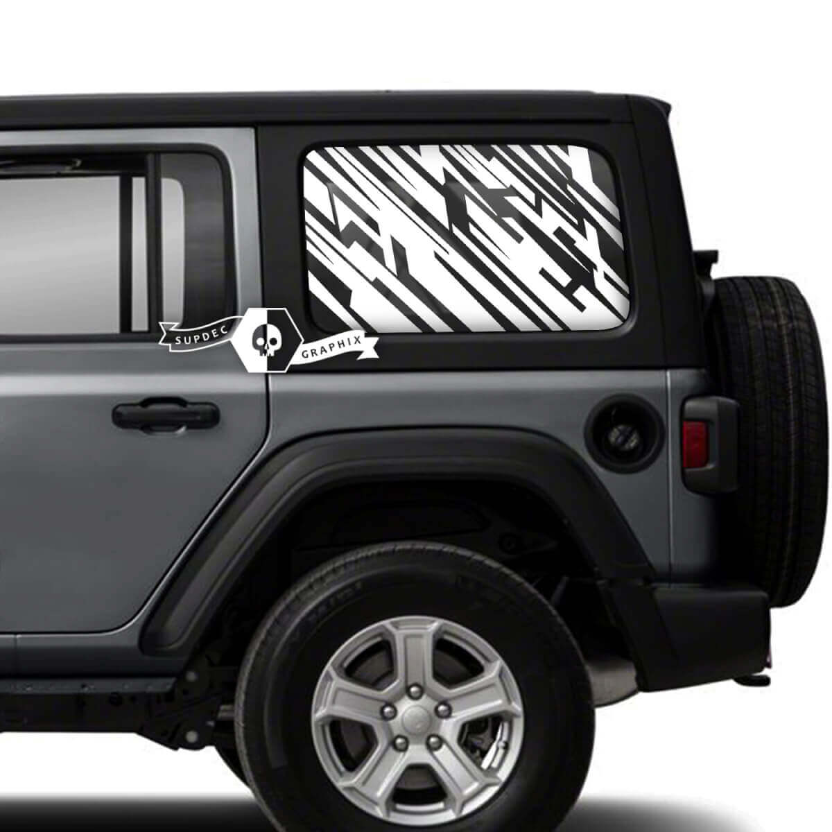 Pair of Jeep Wrangler Unlimited Side Door Window Mud Vinyl Graphics Stripe
