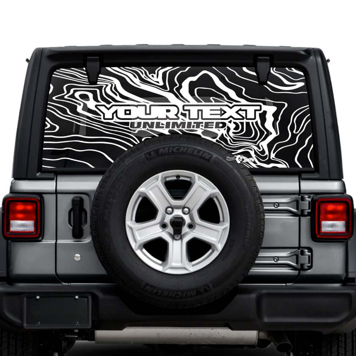 Jeep Wrangler Unlimited Rear Window Topographic Map Logo Stickers Decals Vinyl Graphics
