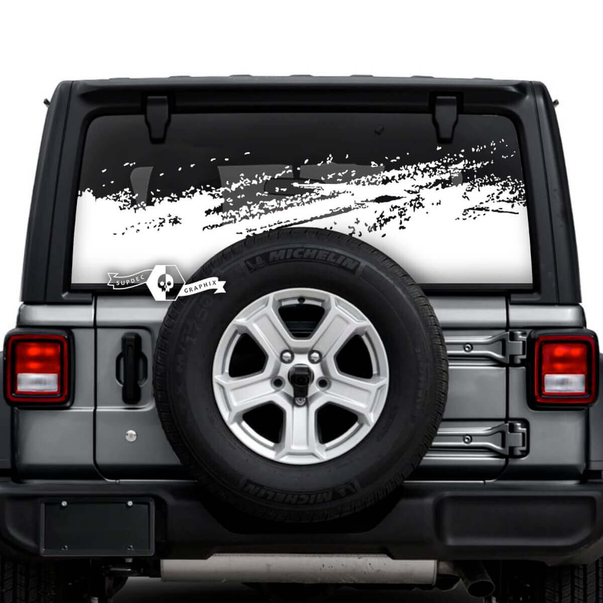 Jeep Wrangler Unlimited Rear Window Mud Splash Destroyed Stickers Decals Vinyl Graphics
