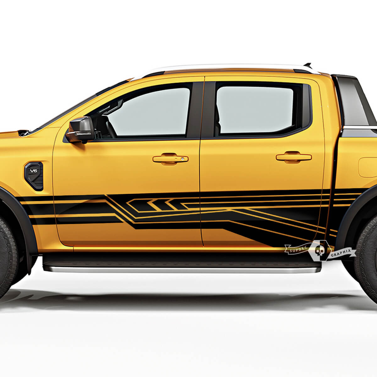 Pair Ford Ranger Raptor Line Modern Geometry Logo Fender Doors Bed Side Vinyl Stickers Decals
