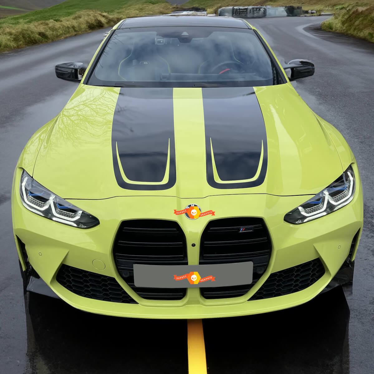 Bonnet CSL Style vinyl decal sticker Stripes for 2021+ BMW M4 M3 G80 G82 G83
