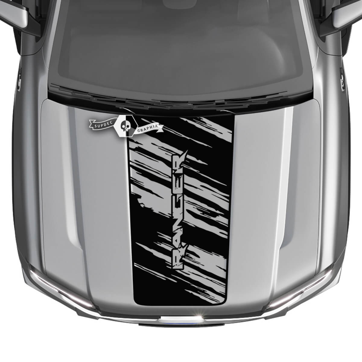Ford Ranger Hood Mountains Destroyed Logo Mud Truck Stripes Graphics Stickers Decals
