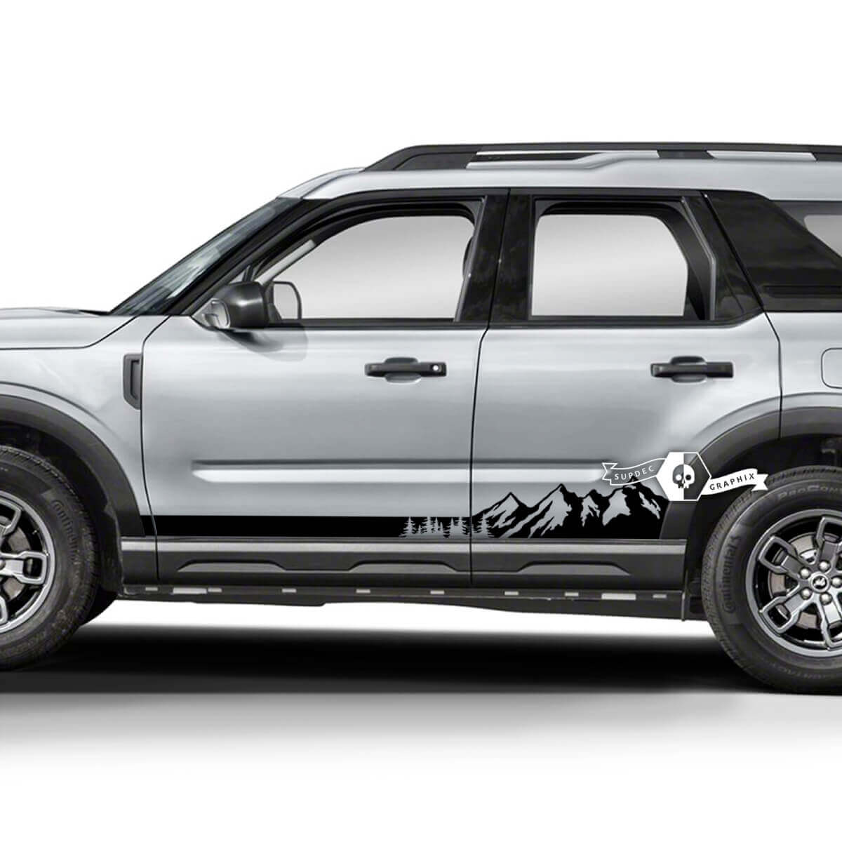 2x Ford Bronco Mountains Forest Rocker Panel Side logo Line  Decals Stickers
