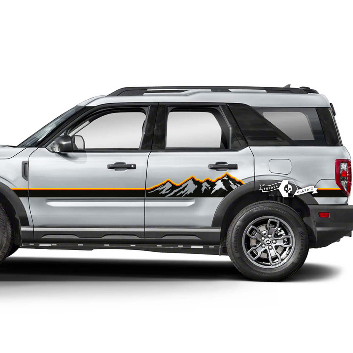 2x Ford Bronco Mountains Forest Doors Side logo Line  Decals Stickers 2 Colors
