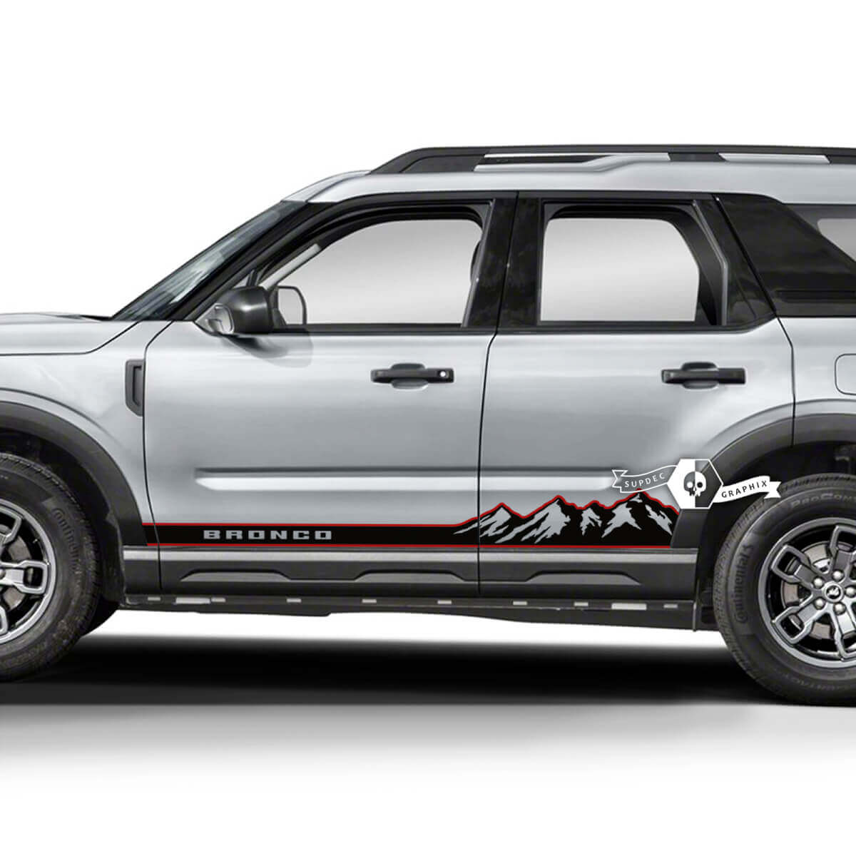 2x Ford Bronco Mountains Forest Doors Side logo Trim Decals Stickers 2 Colors
