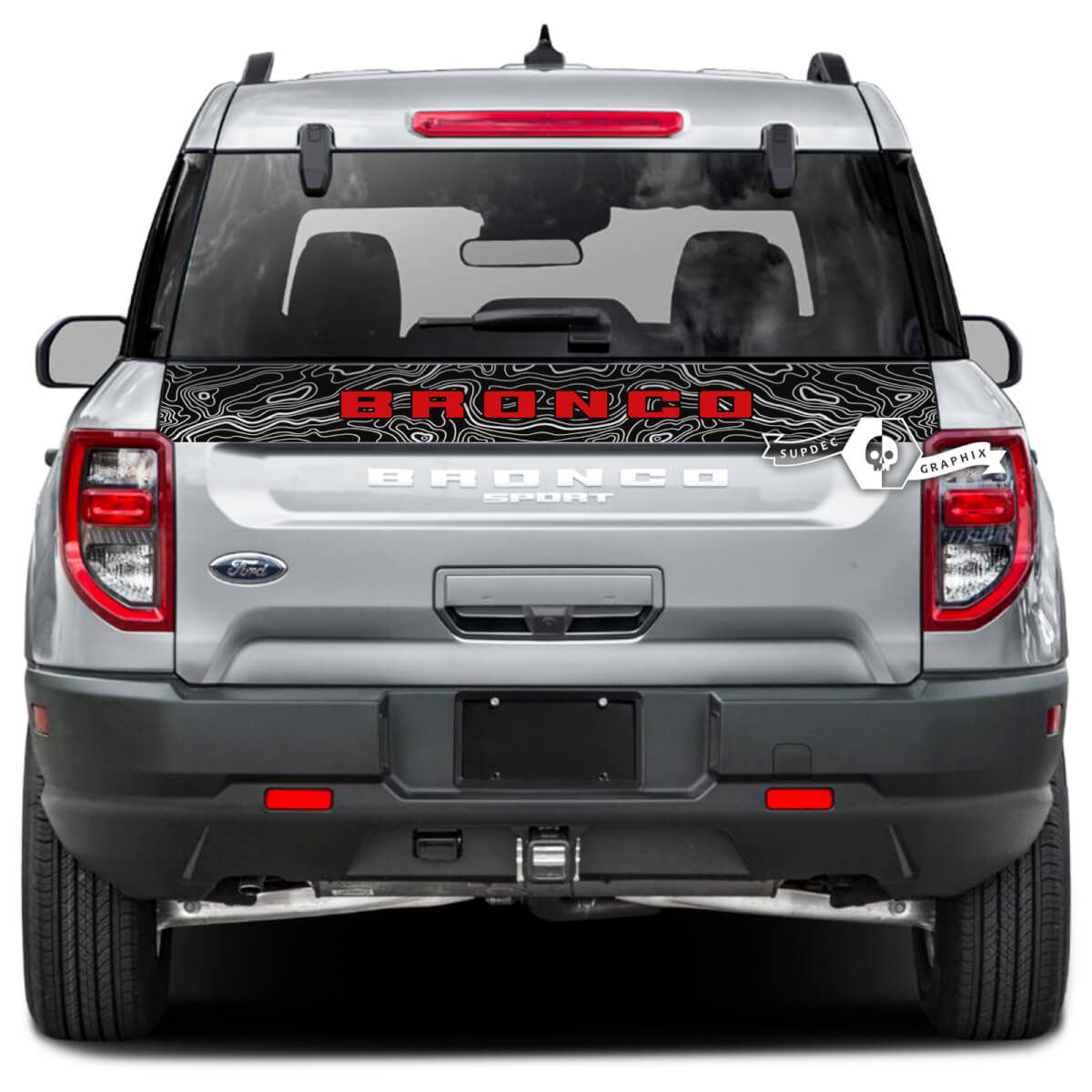 Ford Bronco Tailgate Bed Trim Stripe Logo Topographic Map Wrap Decals Stickers 2 Colors
