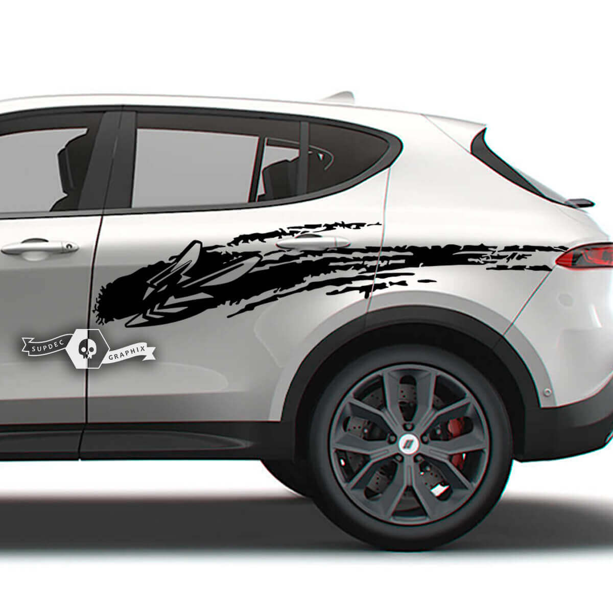 Pair Dodge Hornet Doors Side Stripes Splash Wrap Mud Logo Vinyl Decals Stickers
