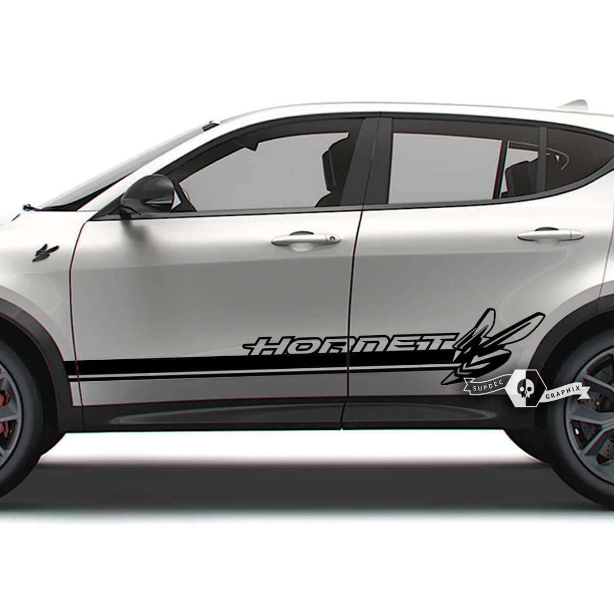 Pair Dodge Hornet Doors Side Stripes Logo Vinyl Decals Stickers
