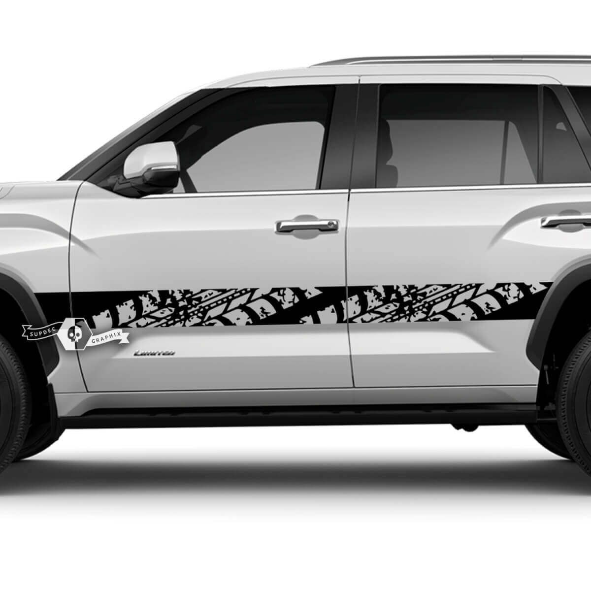 Pair Toyota Sequoia Doors Rear Fender Stripe Tire Track Vinyl Stickers Decal fit Toyota Sequoia
