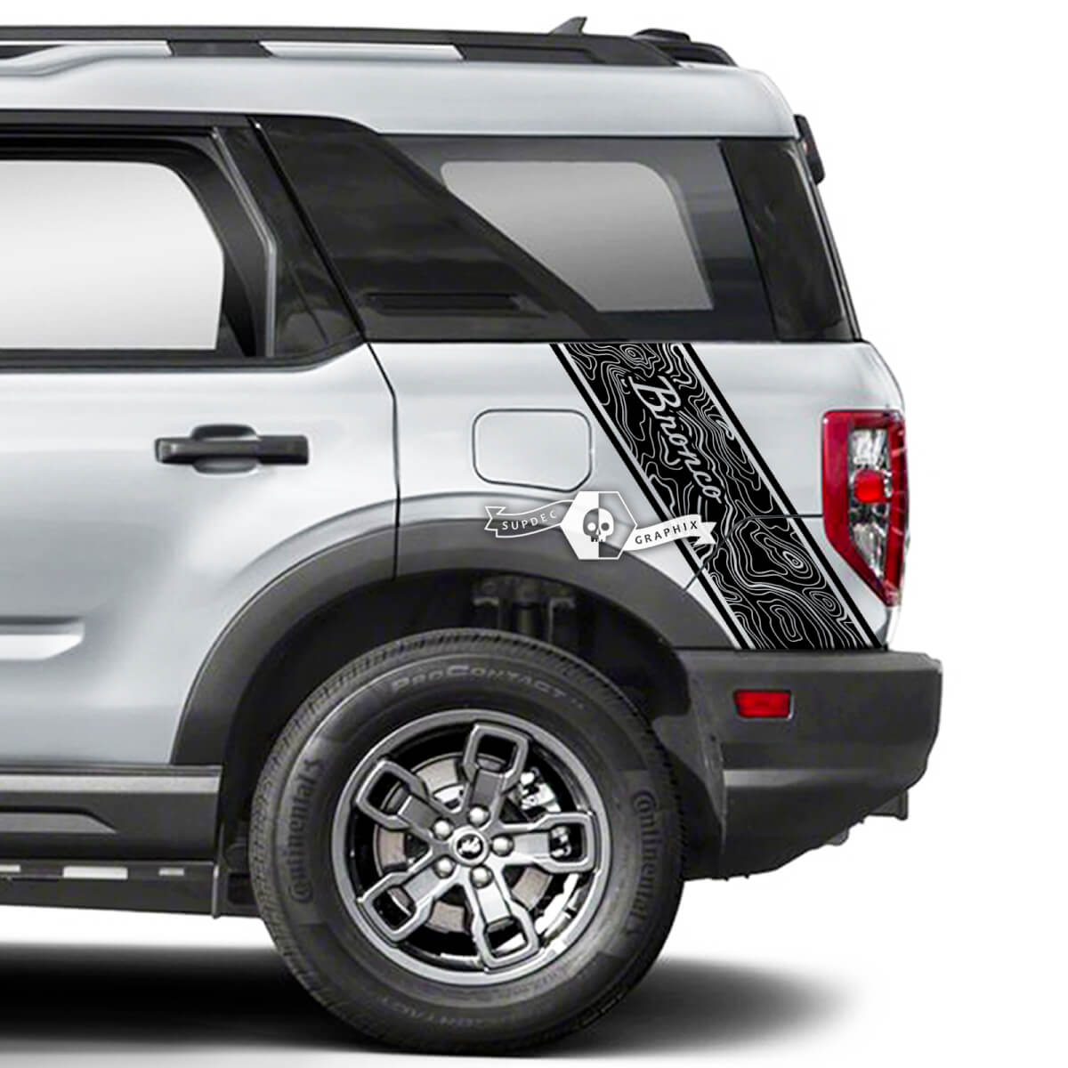 2x Ford Bronco Sport Side Topographic Map Rear Fender Logo Decals Stickers
