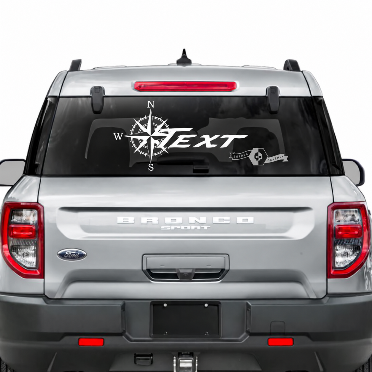 Custom Text Rear Window Compass Logo Graphics Decals Stickers for Musclecar horse