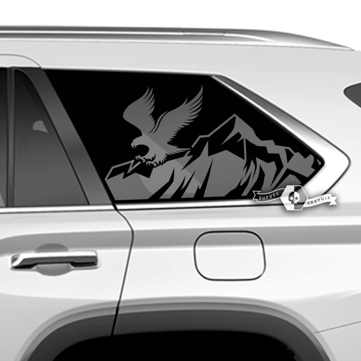 Pair Toyota Sequoia Rear Window Bald Eagle Mountains Vinyl Stickers Decal fit Toyota Sequoia
