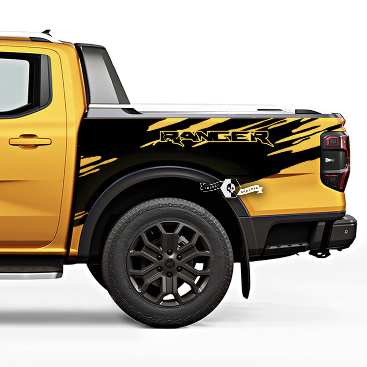 Pair Ford Ranger Raptor Destroyed Splash Mud Logo Doors Bed Side Truck Vinyl Decals
