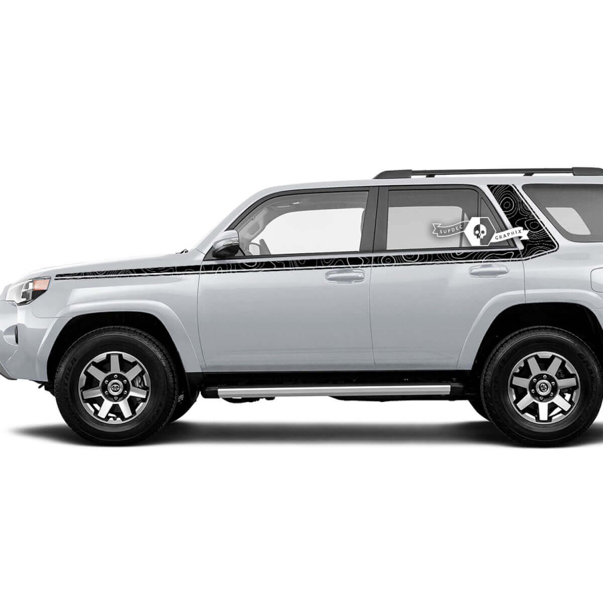 Topographic Style Side Curved Stripes Vinyl Sticker Decal For Toyota 4Runner Gen 5