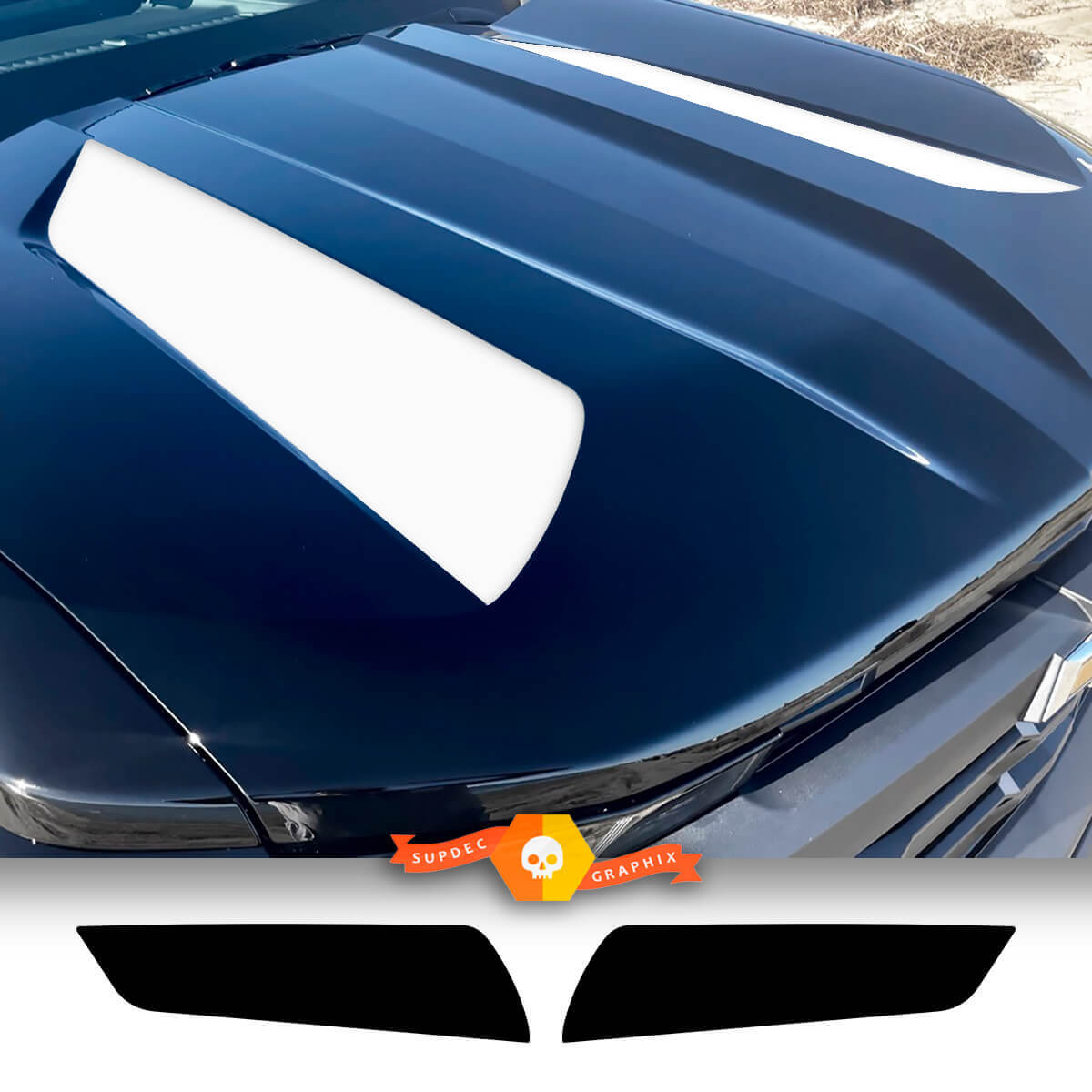 Pair Chevy Colorado Solid Background Hood Spear Vinyl Decal Stickers

