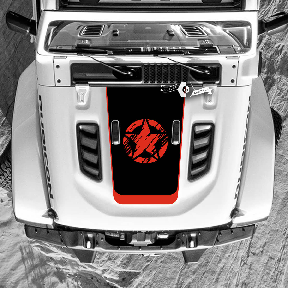 Jeep Wrangler Hood Decal Military Star Dazzle Paint Destroyed Vinyl Stickers Truck 2 Colors
