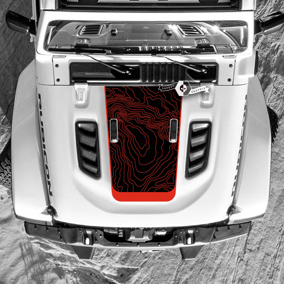 Jeep Wrangler Hood Decal Military Hood Topographic Map Topo Vinyl Stickers Truck 2 Colors
