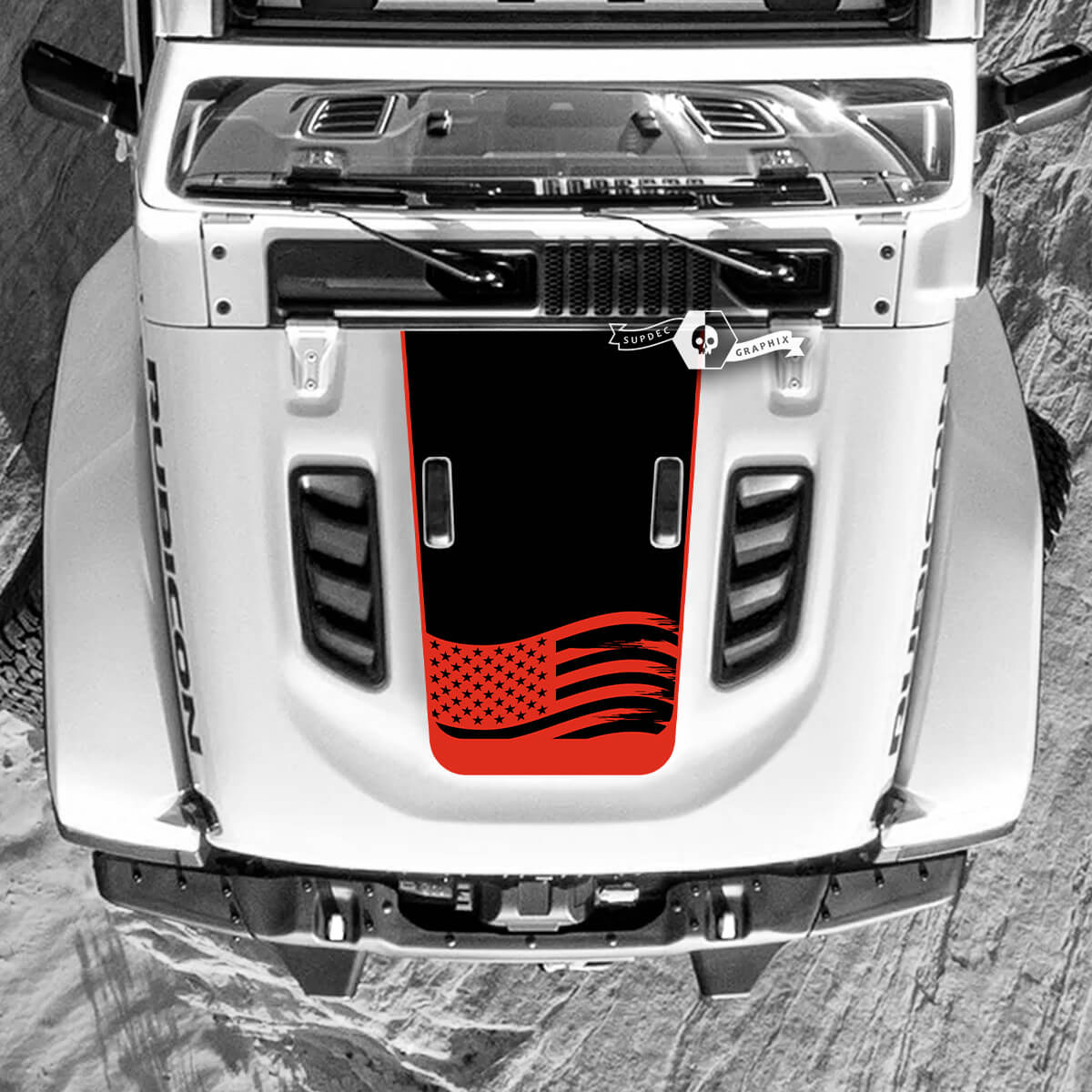 Jeep Wrangler Hood Decal Military USA Flag Vinyl Stickers Truck 2 Colors
