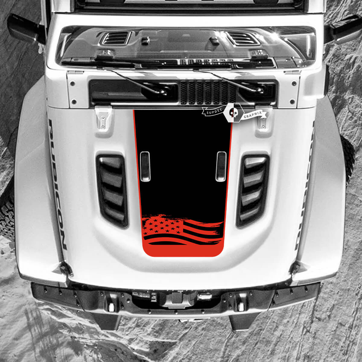 Jeep Wrangler Hood Decal Military USA Flag Vinyl Stickers 2 Colors
