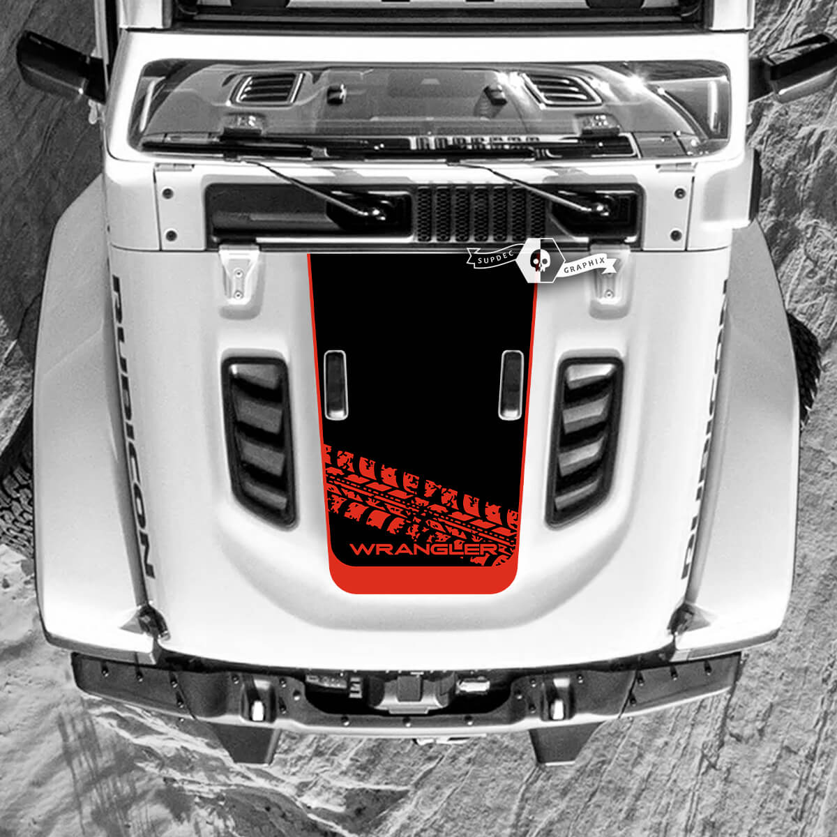 Jeep Wrangler Hood Tire Track Wrap Vinyl Decal Stickers 2 Colors
