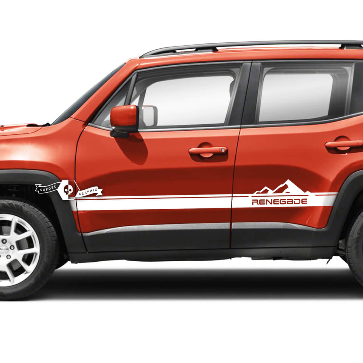 Pair Jeep Renegade Side Doors Tire Track Graphic Vinyl Decals Sticker
