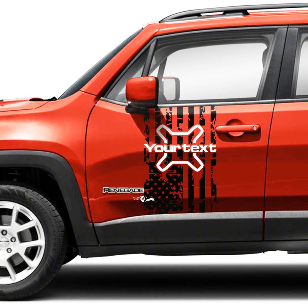 Flag USA Derreroi Side Doors Vinyl Decals Sticker Pair for Jeep Renegade