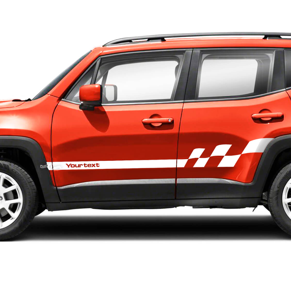 Custom Text Checkered Flag Stripe Side Doors Vinyl Decals Sticker for Jeep Renegade