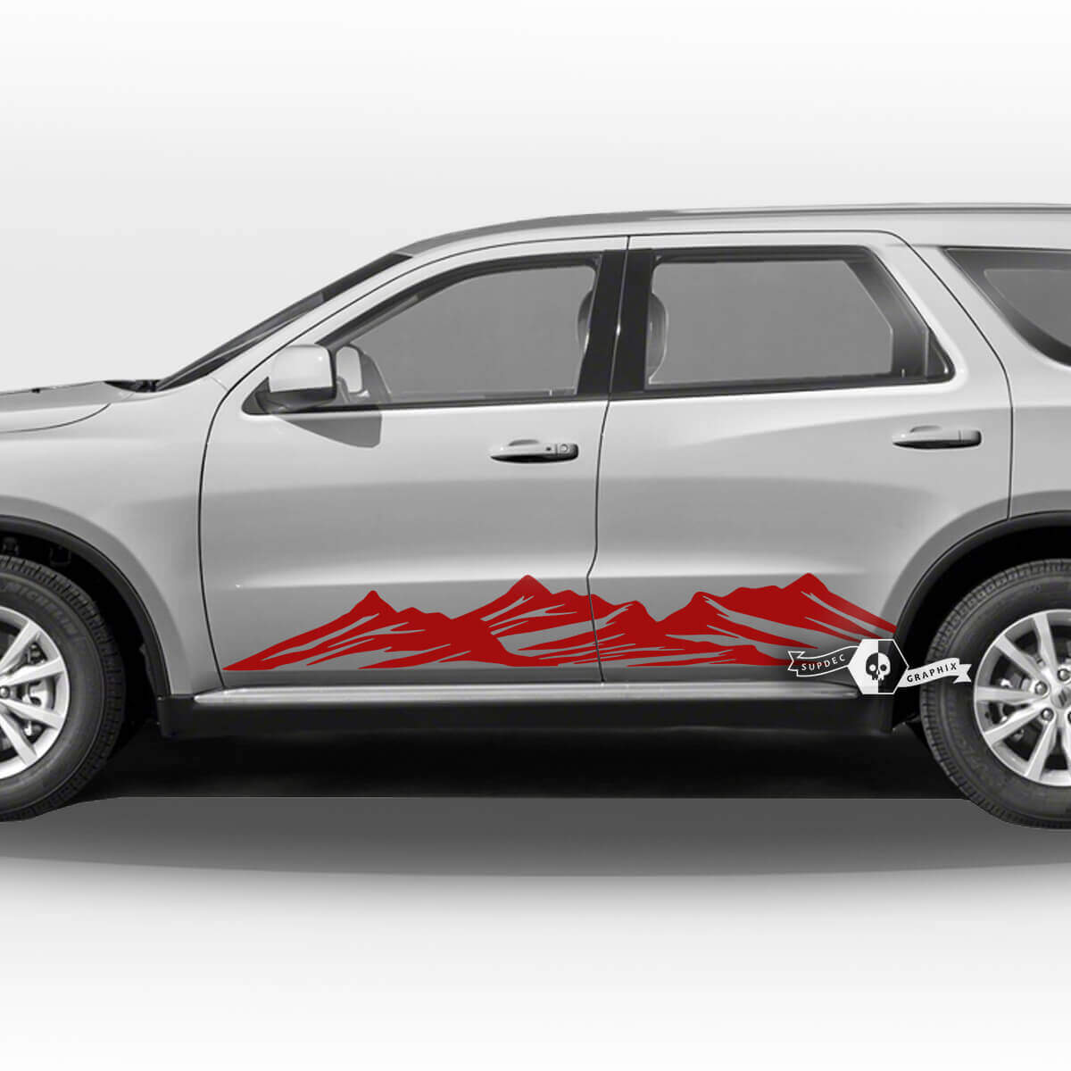 Pair Dodge Durango Side Doors Stripes Rocker Panel Mountains Wrap Decal Vinyl Stickers
