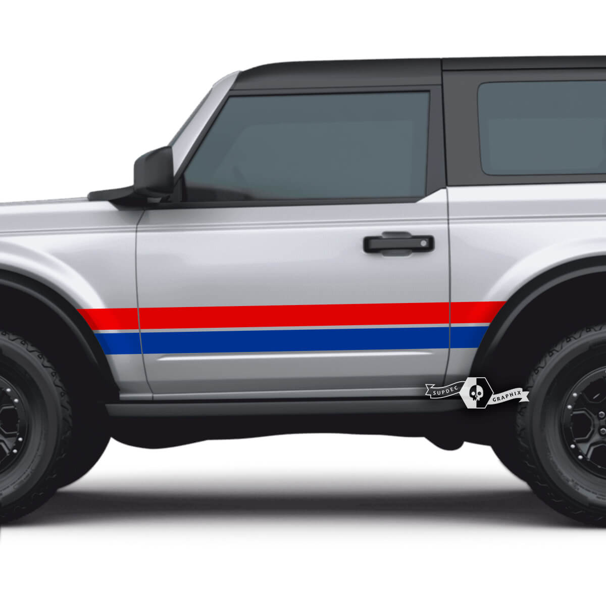 Pair of 2 Doors Ford Bronco Side Stripes Decals Stickers for Ford Bronco 2 Colors
