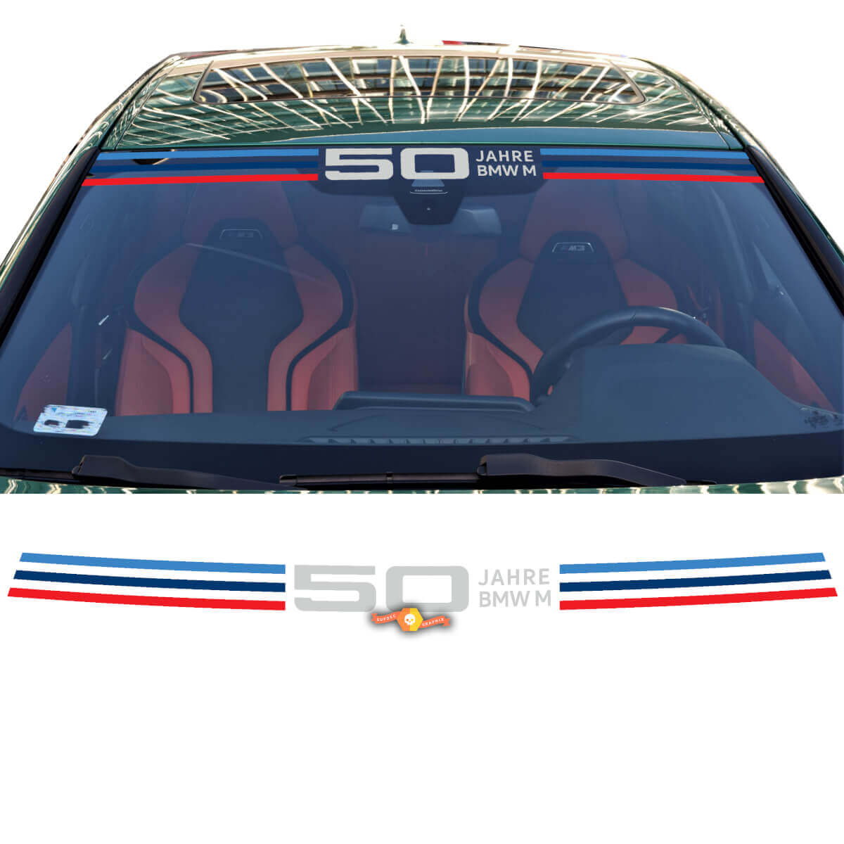 BMW M 50 Jahre Style Windshield Stripes Vinyl Decal for BMW G Series