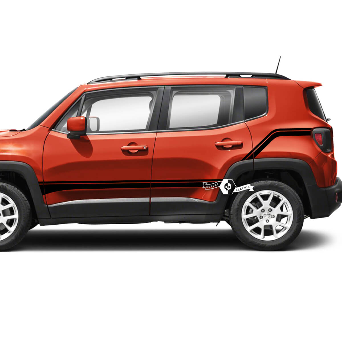 Pair Jeep Renegade Fender Doors Rear Side Stripe Graphic Vinyl Decal Sticker
