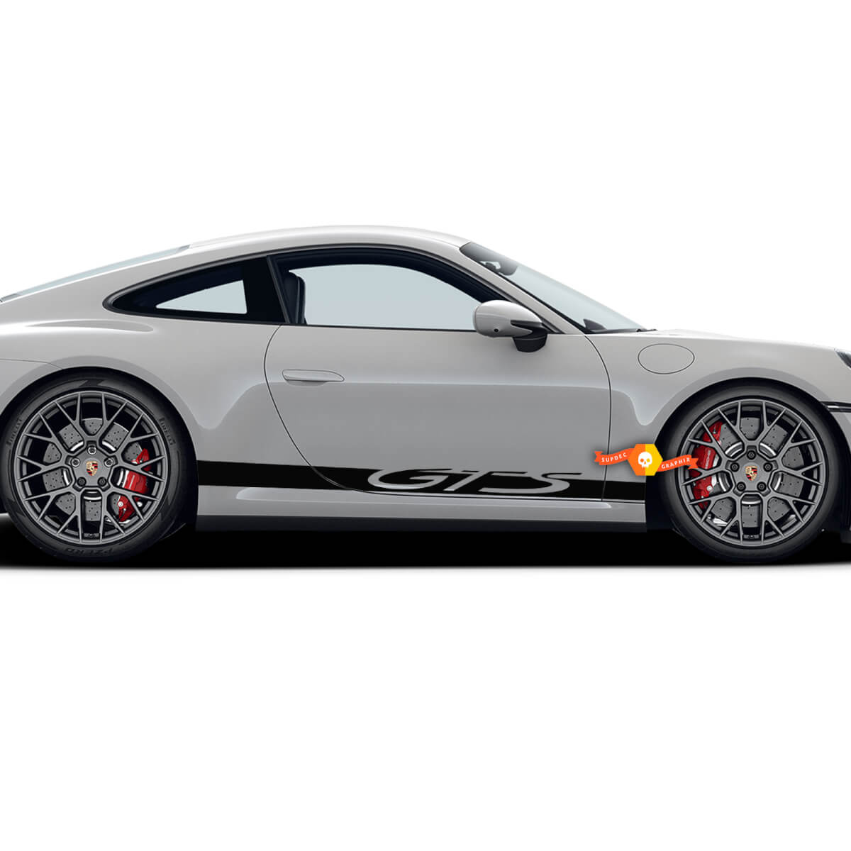 Pair Porsche Stickers GTS Doors Side Vinyl Decal Sticker
