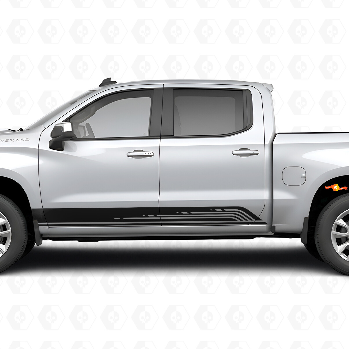 Parallel Contour Door & Rocker Panel Vinyl Stripes for Chevrolet Silverado 1500 T1XX 2019-2026