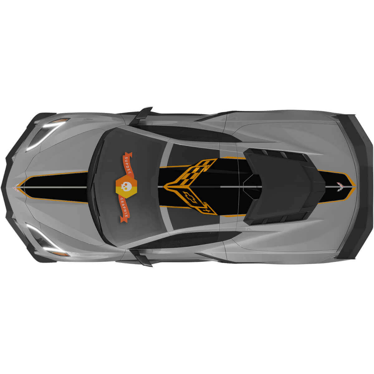 Racing Stripes Bonnet Roof Boot Vinyl Decal Sticker For Chevrolet Corvette C8