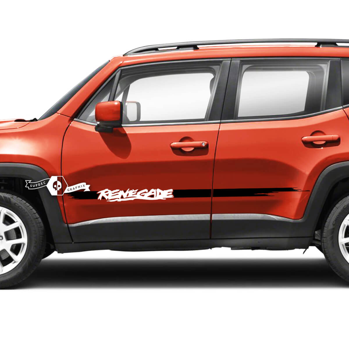 Pair Jeep Renegade Doors Side Graphic Battered Stripe Vinyl Decal Sticker Stripe 2 Colors
