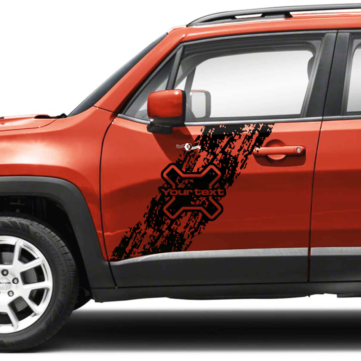 Pair Jeep Renegade Doors Side Graphic Battered Destroyed Splash Logo Vinyl Decal Sticker Stripe
