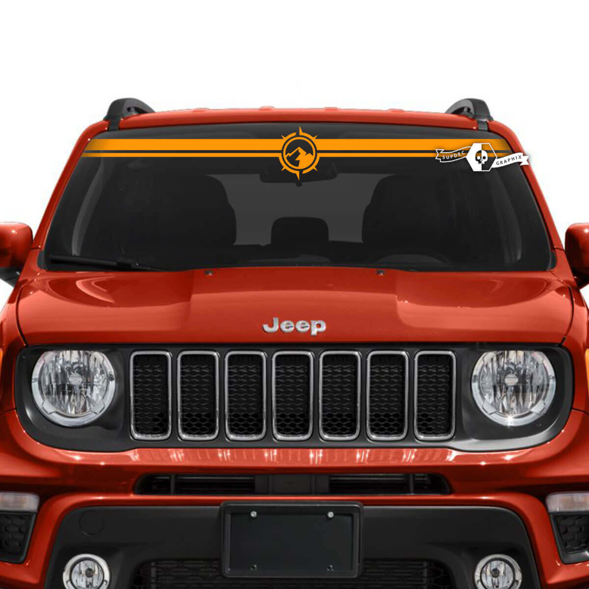 Graphic Mountains Compass Vinyl Decal Sticker 2 for Jeep Renegade Windscreen Window
