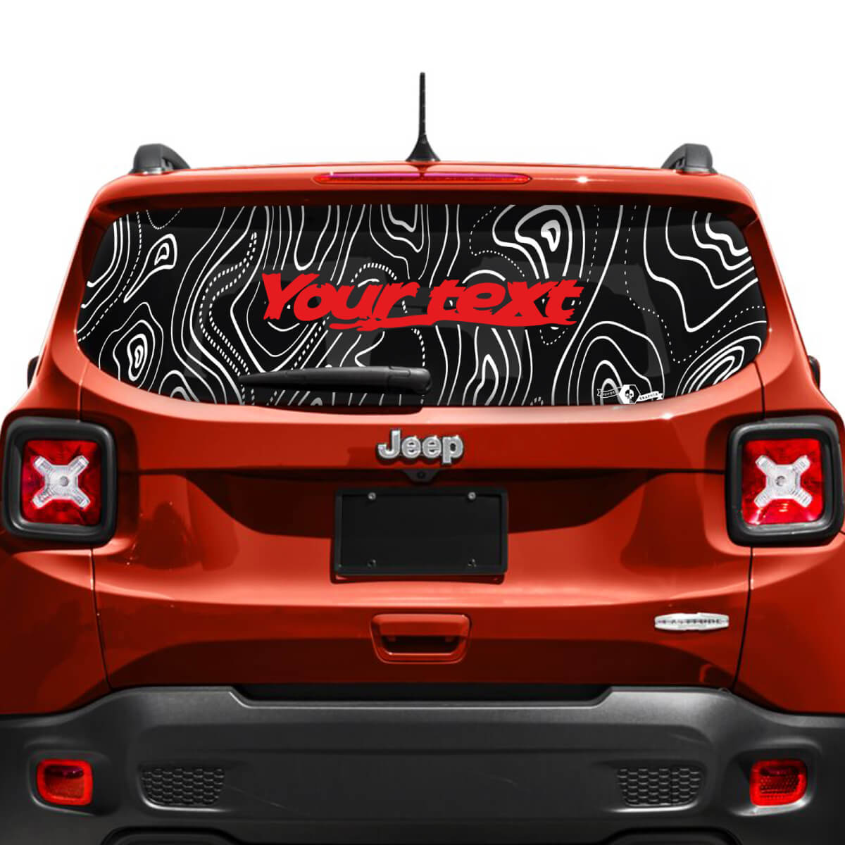 Custom Text Topographic Map Tailgate Window Vinyl Decal Sticker 2 Colours for Jeep Renegade