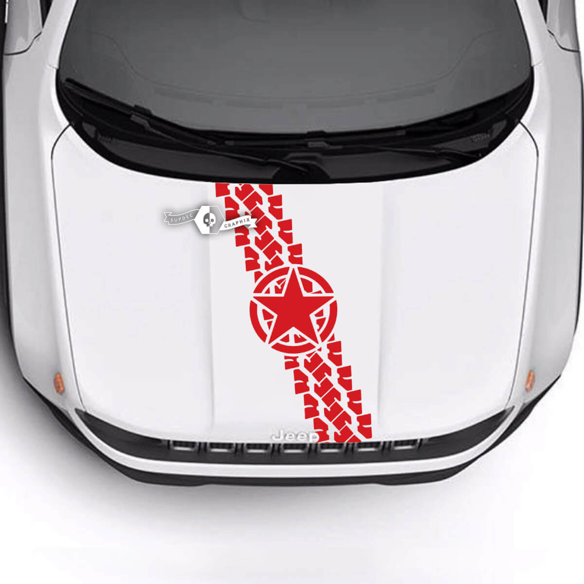 Jeep Renegade Trailhawk Sport Hood Military Star Tire Track Bald Eagle Vinyl Decal Sticker
