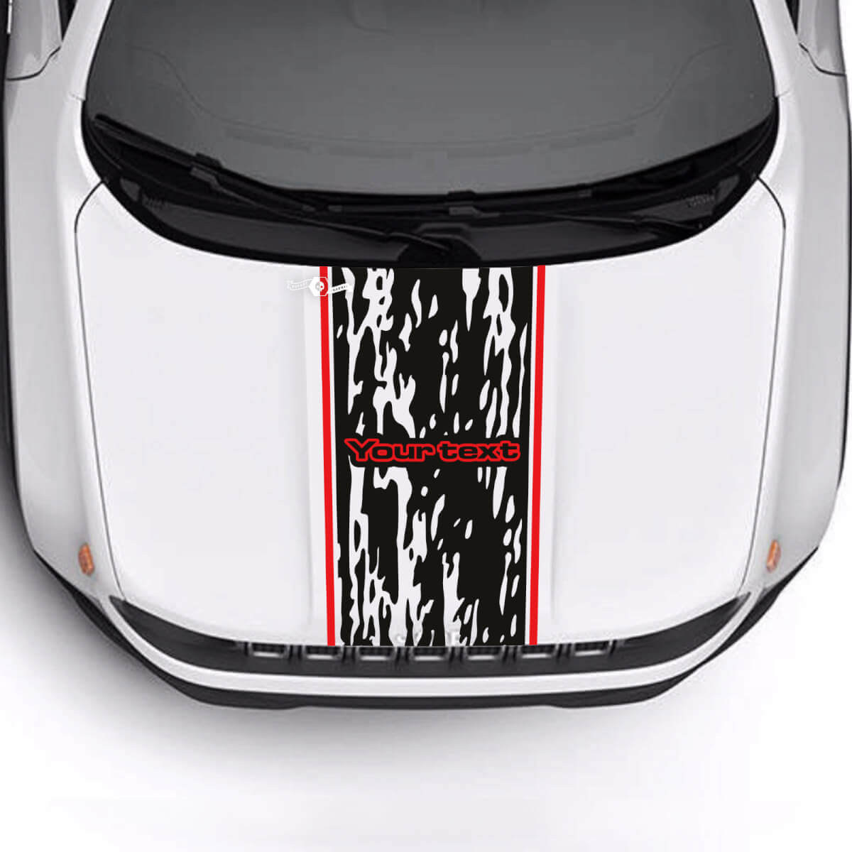 Custom Text Battered Destroyed Bonnet Trim Stripe Vinyl Decal Sticker 2 Colours for Jeep Renegade Trailhawk