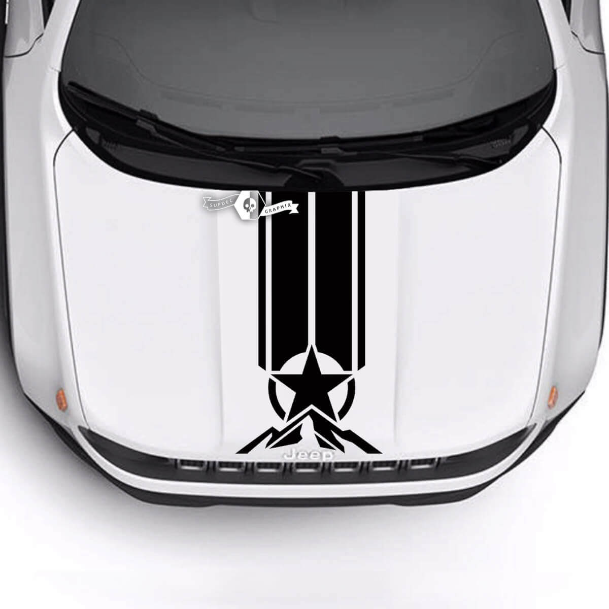Jeep Renegade Trailhawk Sport Hood Military Star Stripe Trim Vinyl Decal Sticker
