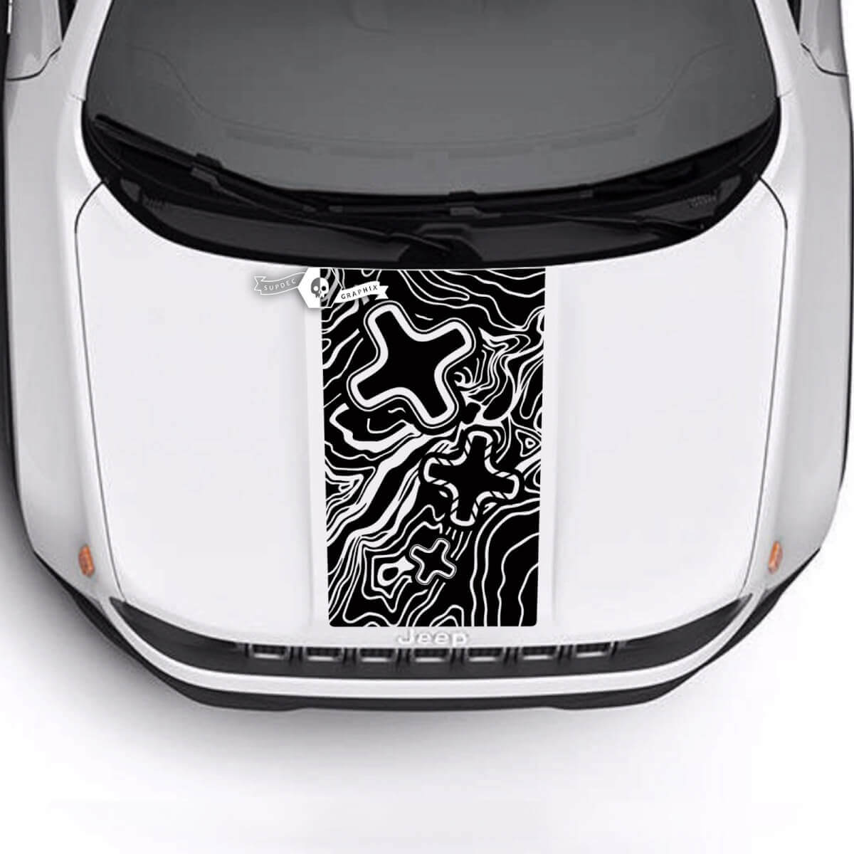 Jeep Renegade Trailhawk Sport Topographic Map Hood Stripe Vinyl Decal Sticker
