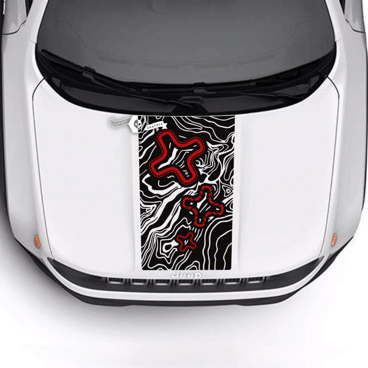 Jeep Renegade Trailhawk Sport Topographic Map Logo Hood Stripe Vinyl Decal Sticker 2 Colors
