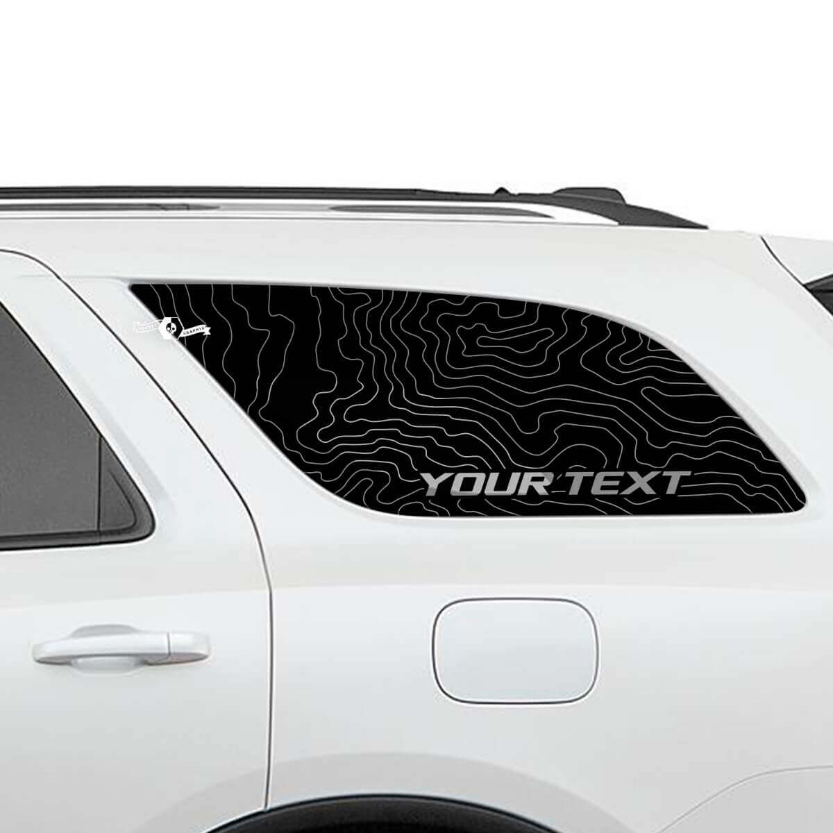 Topographic Map Rear Side Window Vinyl Decals Pair for Dodge Durango