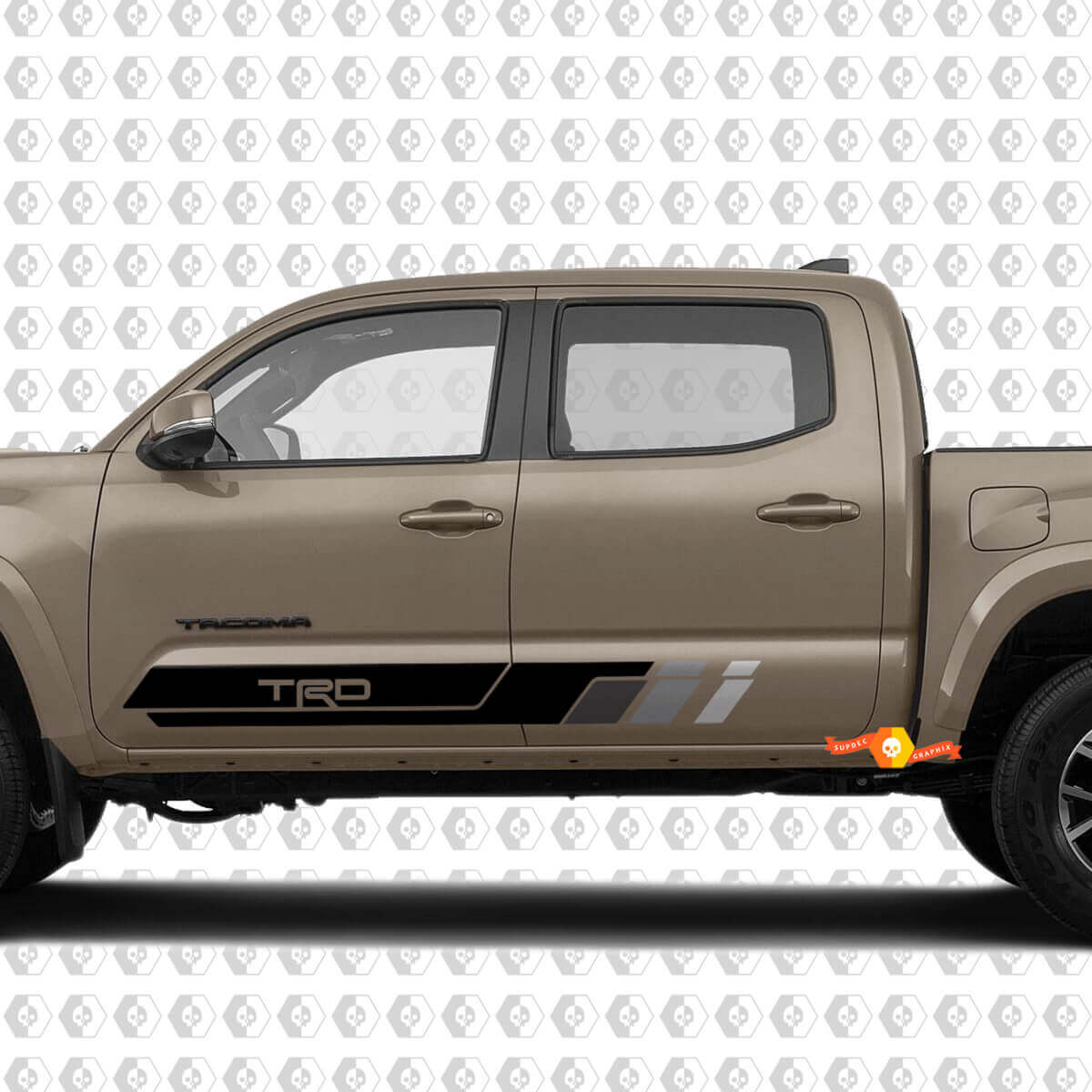 2 TRD Tacoma Side Doors Stripes Rocker Panel Vinyl Stickers Decal Kit for Toyota Tacoma
