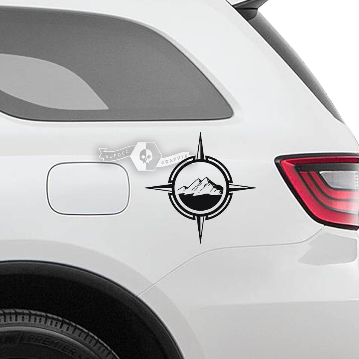 Pair Dodge Durango Side Mountains Logo Decal Vinyl Stickers
