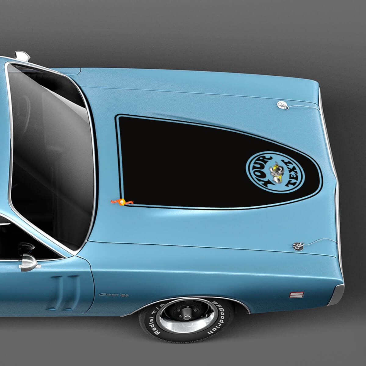 Super Bee Custom Text Hood Vinyl Decal for Dodge Charger 1971