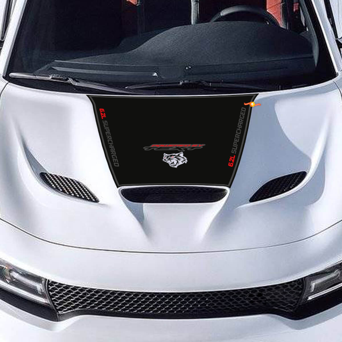 Hood Decal SUPERCHARGED 6.2L Vinyl Decal Sticker 3 Colors for Dodge Charger