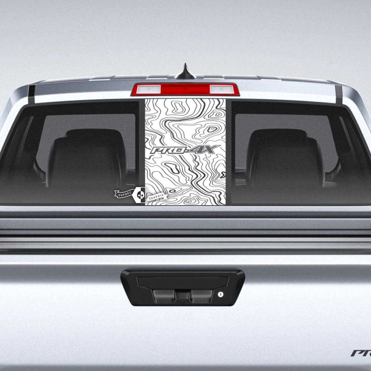 Pro-4X Topographic Style Rear Window Vinyl Decal for Nissan Frontier