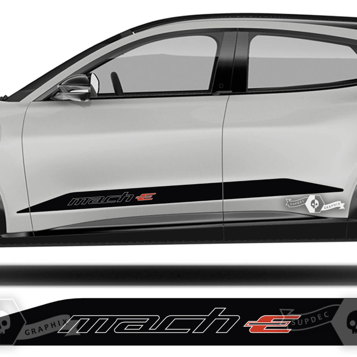 Pair Ford Mustang MACH-E MACH E Rocker Panel Stripes Door Decal vinyl stickers 2 Colors
